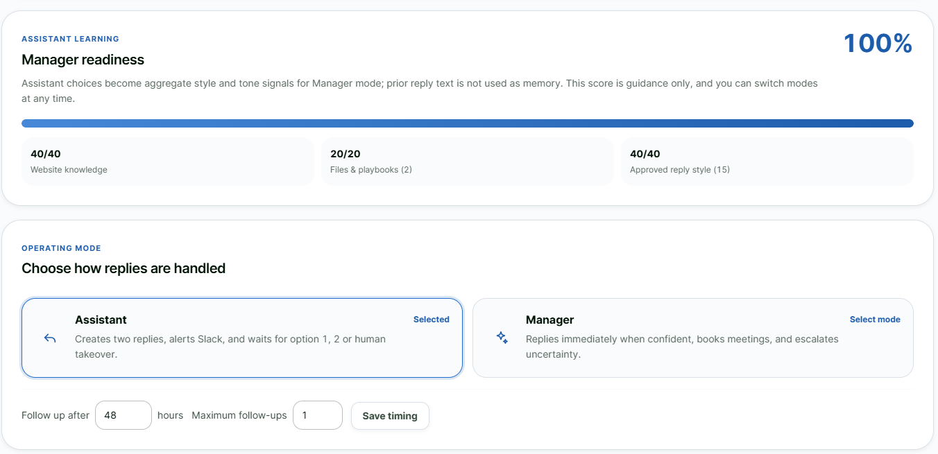 Assistant mode and confidence score
