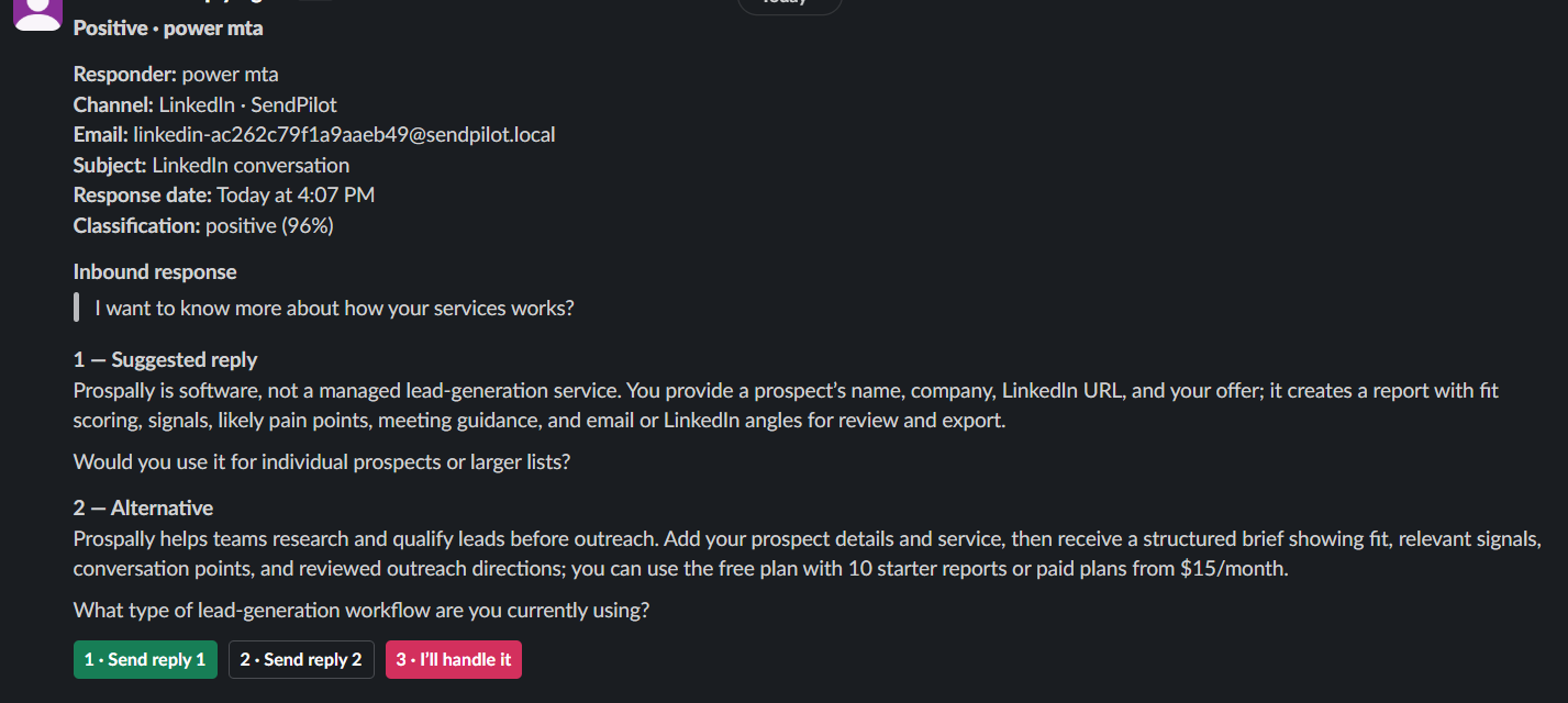 Slack reply approval options